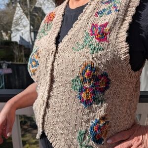 Vintage Ramie/Cotton Floral Vest